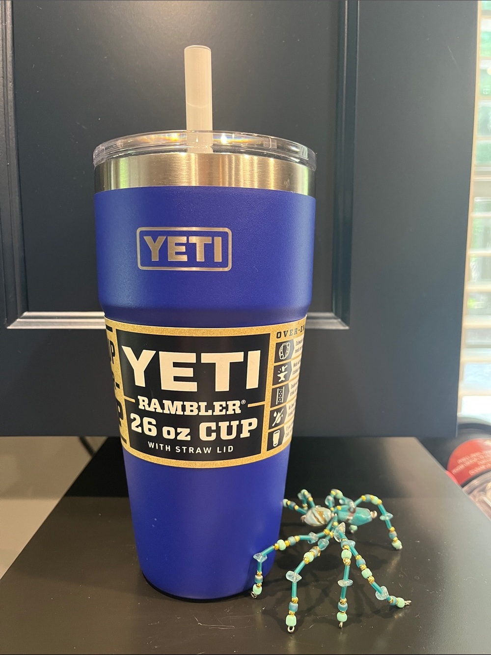 🐟NWT Offshore Blue 26 oz Yeti Rambler with Clear Straw Lid Y1234